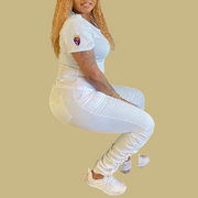 Nurse Scrubs Short Sleeve with Ruffle Jogger Pants