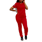 Nurse Scrubs Short Sleeve with Ruffle Jogger Pants