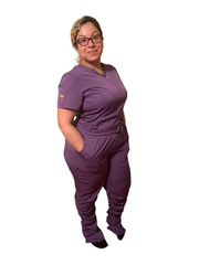 Nurse Scrubs Short Sleeve with Ruffle Jogger Pants